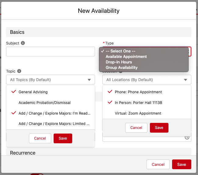New Availability options