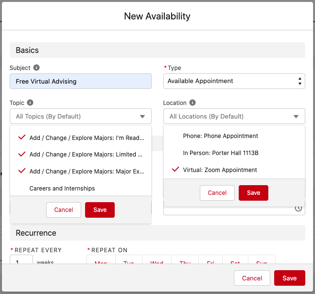 New Availability options