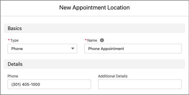 Phone appointment example