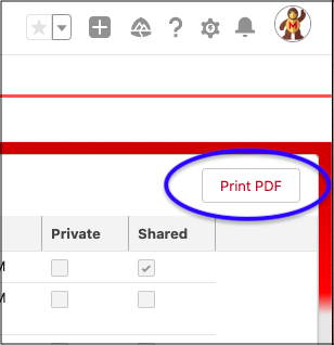 Print PDF button