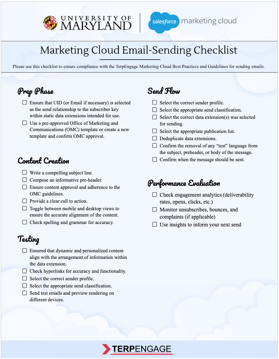 SFMC Email Checklist
