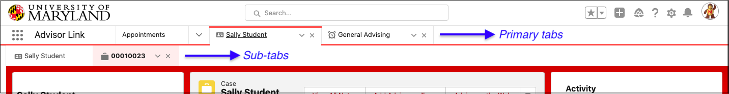 Tabs in Advisor Link