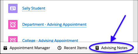 Advising Notes button