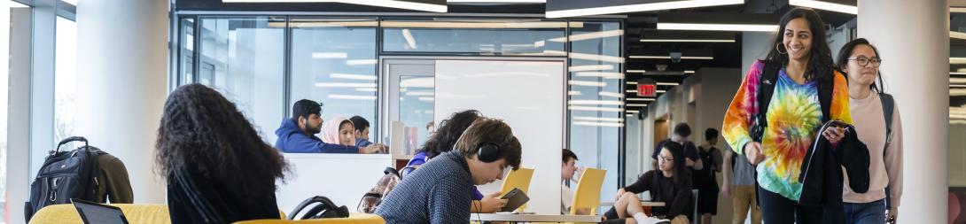 Students in Iribe Building